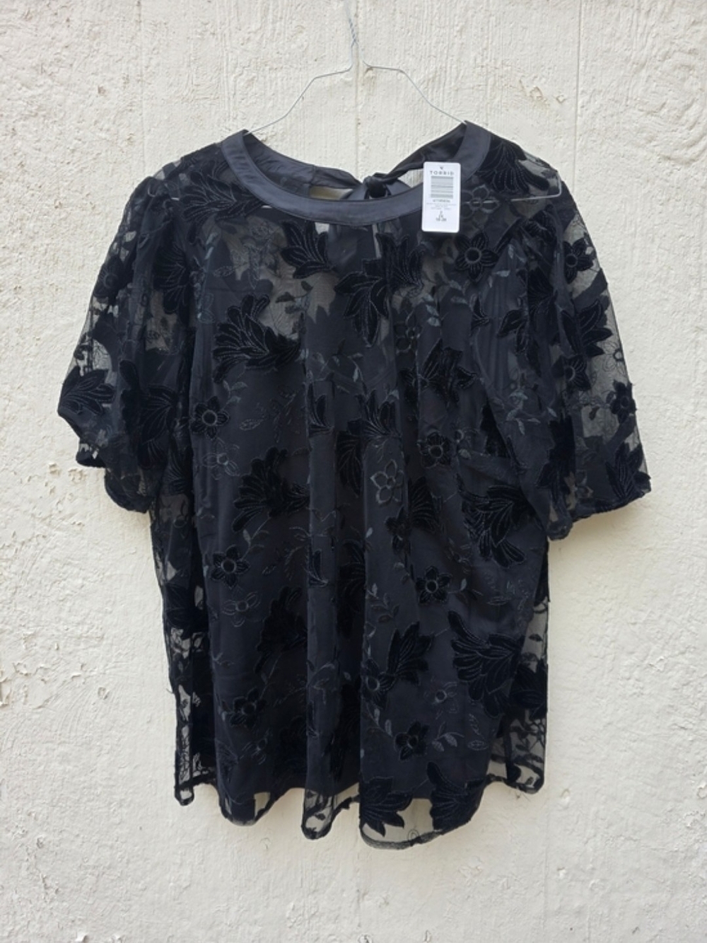 Torrid Velvet Tulle Mesh Floral Babydoll Blouse Top Size 2X Whimsigoth Fairycore